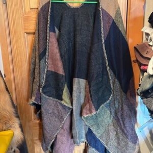 Multicolor Patchwork Poncho-NWOT-One size fits most-Wrap-soft-